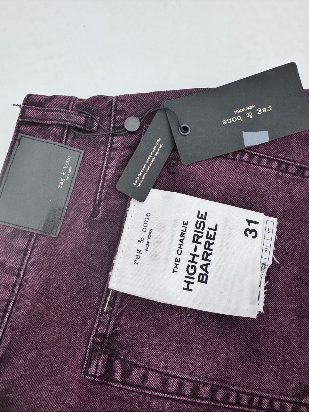 rag & bone Burnt burgundy High-Rise Barrel leg Jeans - Picture 3 of 6